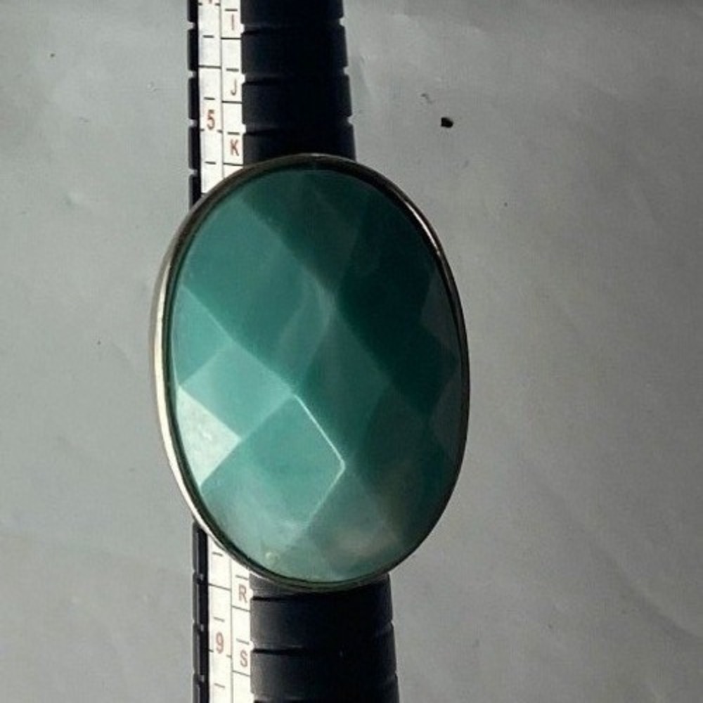 Turquoise‎ Gemstone Ring Silver tone Adjustable Size 6.75